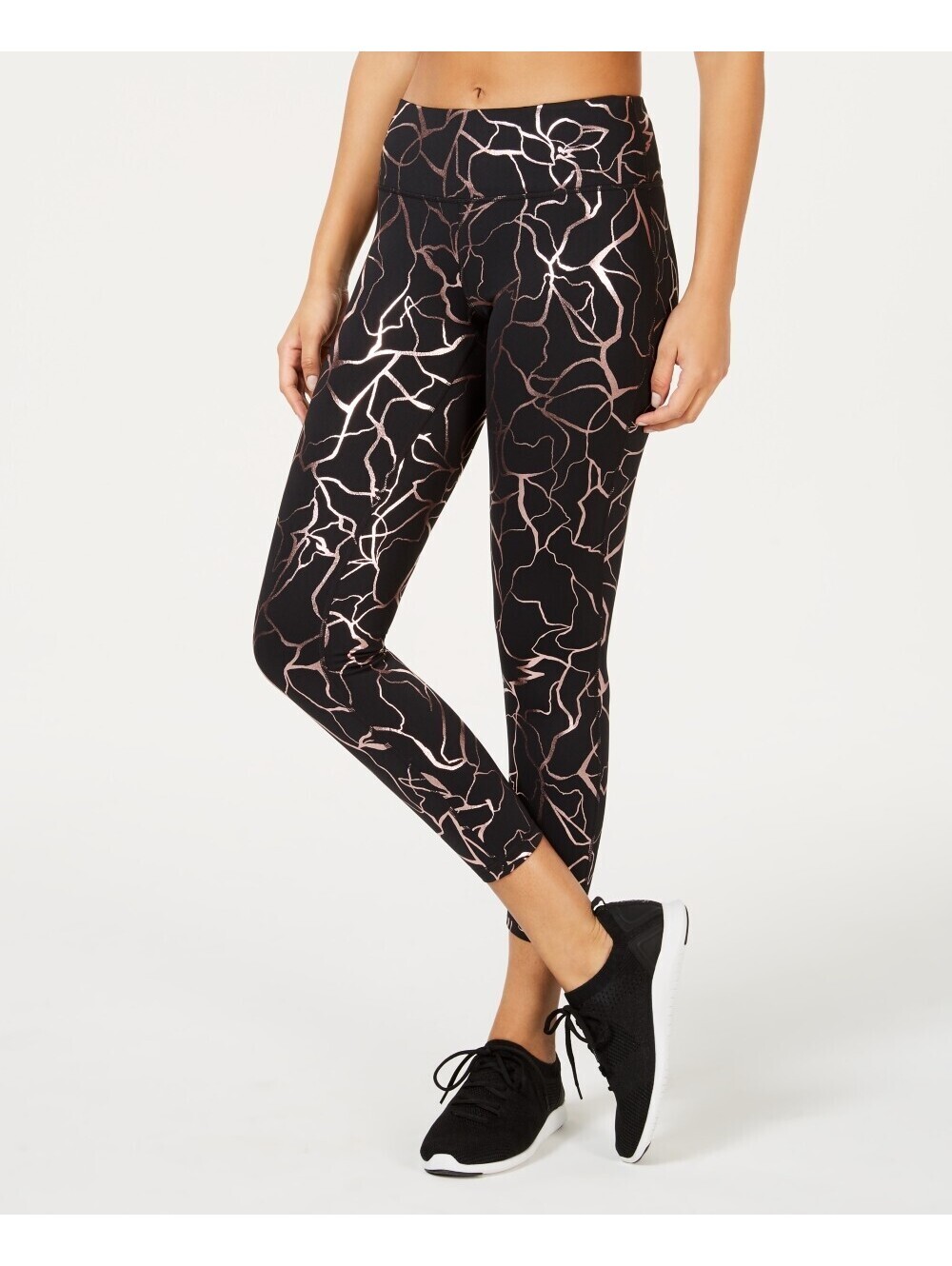Ideology Womens Activewear Metallic Print Cropped Leggings Size S